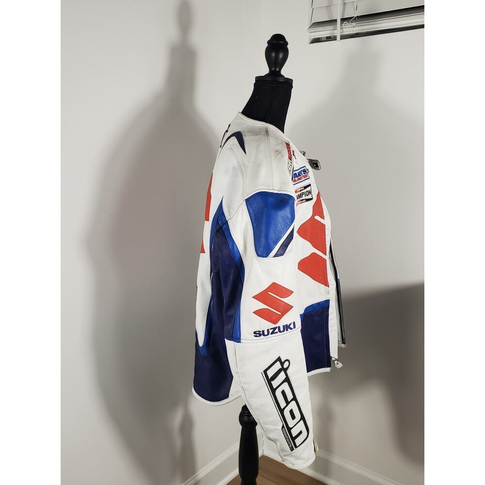 Suzuki ICON Motorbike Riding Jacket Motorcycle Leather Racing Jacket All Sizes - Picture 2 of 10